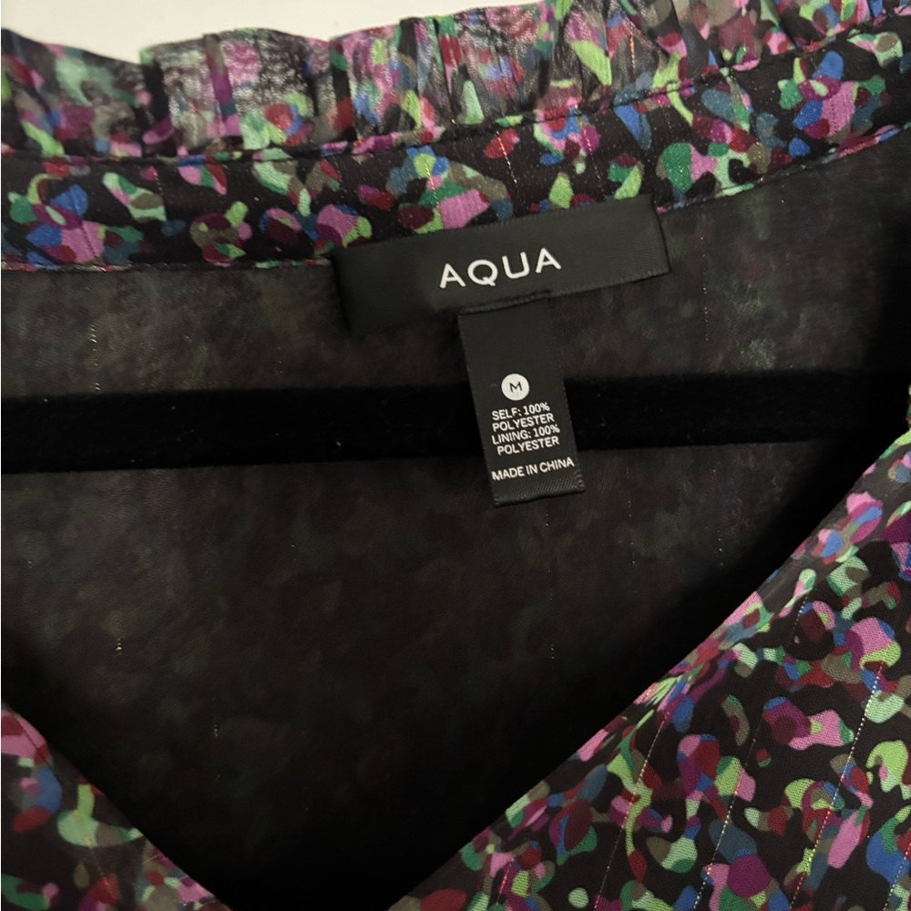 Aqua Multicolor Sheer Blouse - Picture 5 of 9